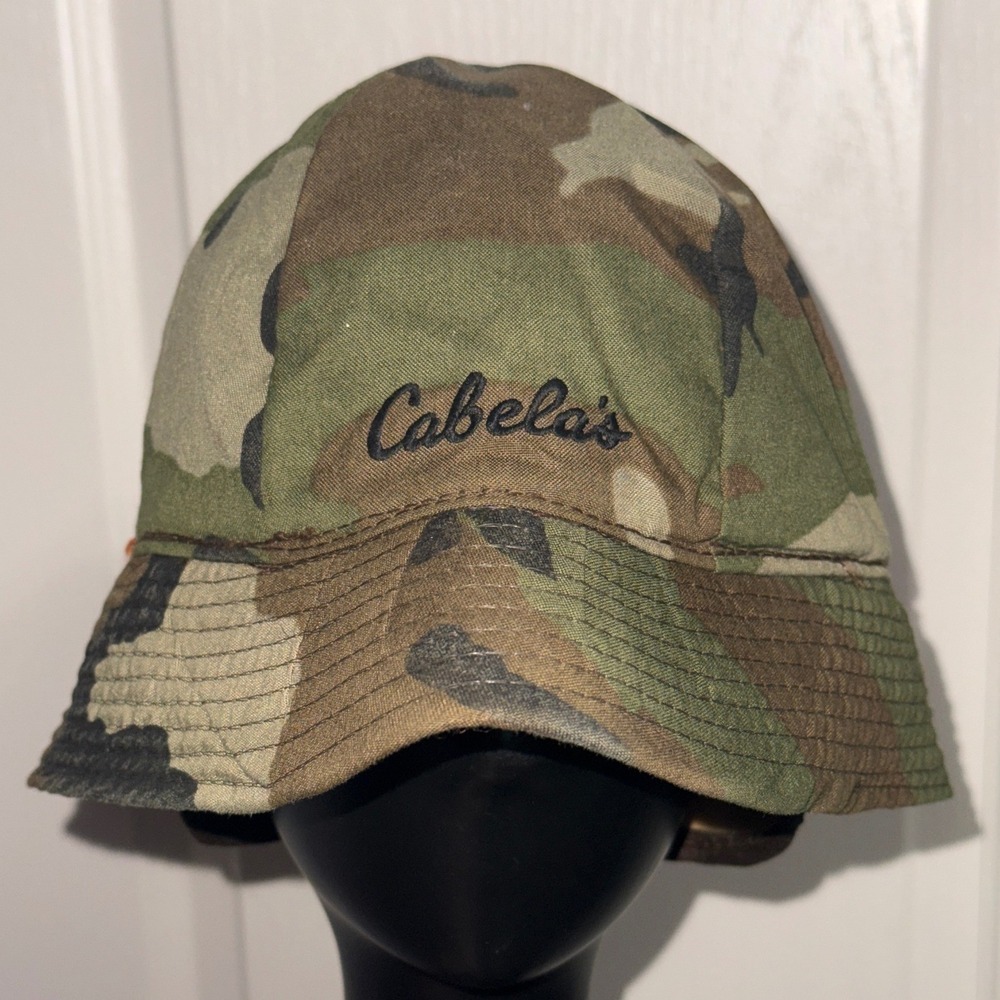 Vintage Cabela's Reversible Camo Bucket Hat Duckbill Gorp Hunting Fisherman USA